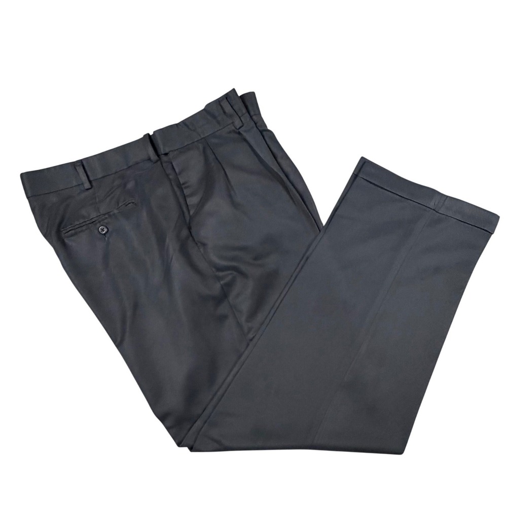 Savane Mens Pleated Dress Pants Black Cuffed Trousers 38x30 Business Casual